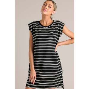 Red Dress Boutique Vintage Voyage Black Stripe Cap Sleeve Mini Dress